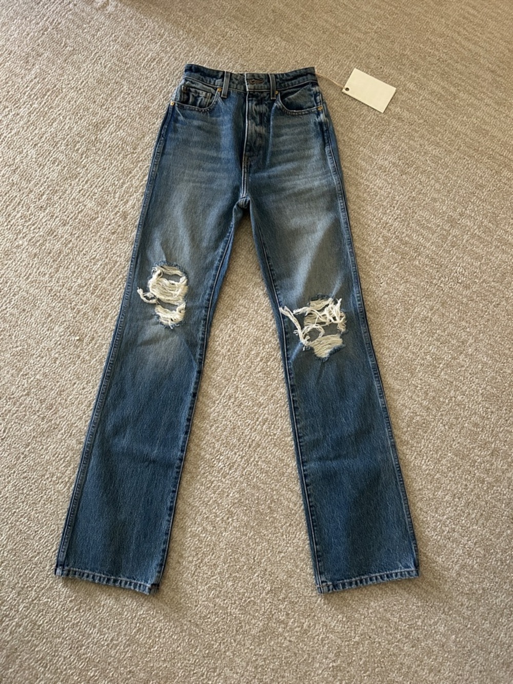 Khaite brand Danielle distressed denim jeans